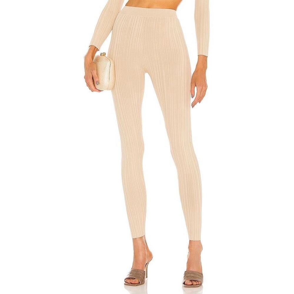 Michael Costello x REVOLVE Size Xs Knit Ribbed Tan Leggings Pants High Waist